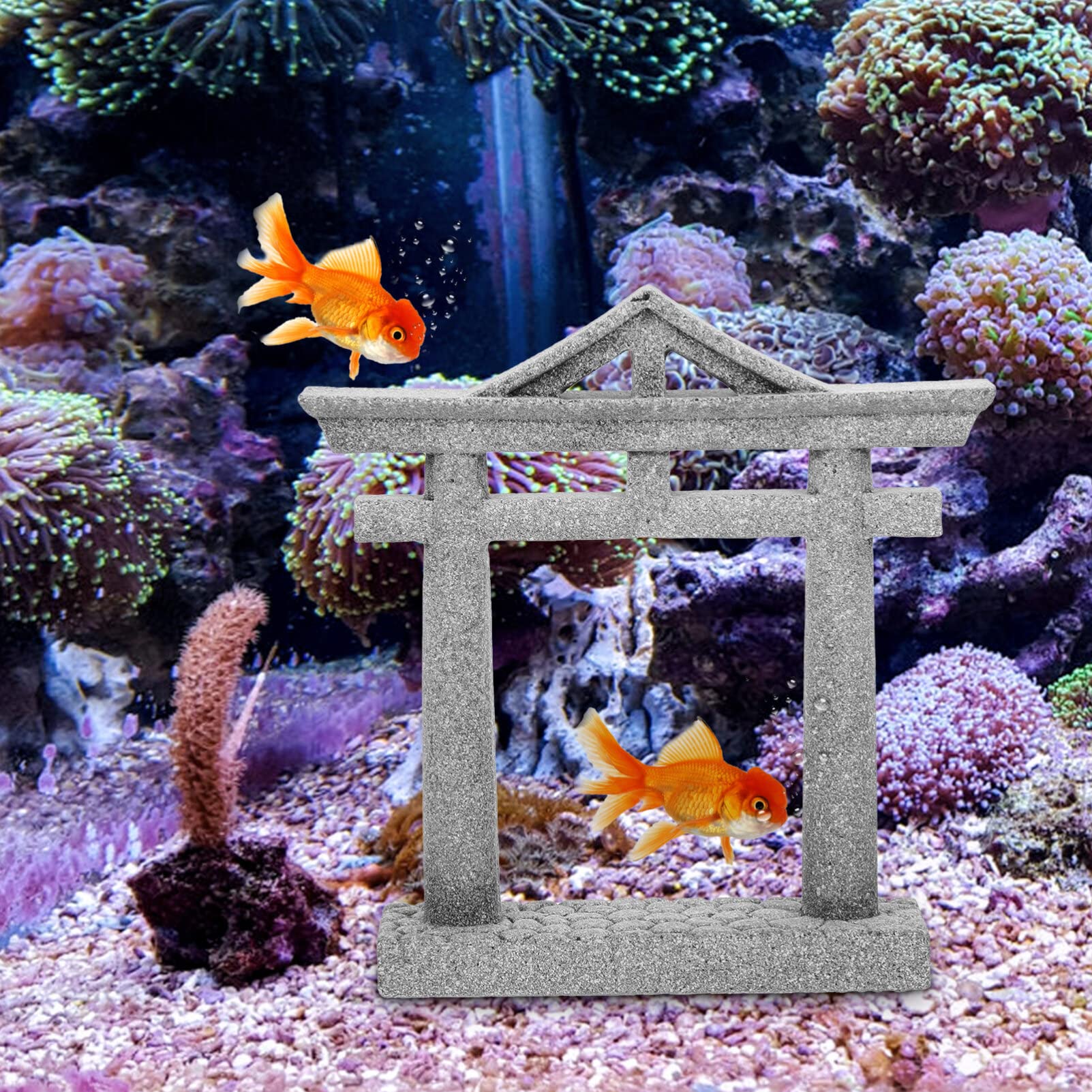 Amazon.co.jp: Luxshiny 和風 神道 鳥居 門 石 ミニチュア
